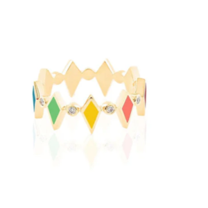 bague mosaïque multicolore or jaune