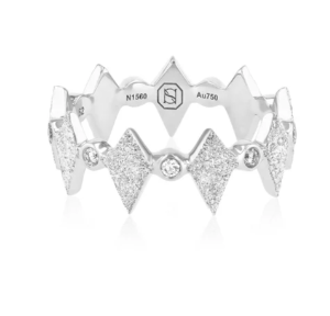 bague mosaïque en or - sablage - blanc