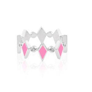 bague mosaïque rose or blanc