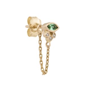 boucle d’oreille émeraude marquise et diamants