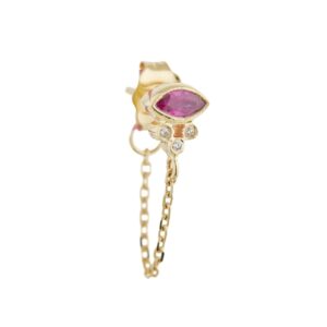boucle d’oreille simple chaîne ruby marquise