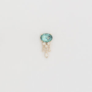 boucle d'oreille jelly fish tourmaline bleue (single)