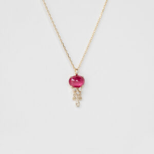 Collier méduse en rubis et diamants suspendus