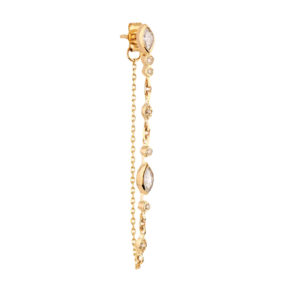 boucle d'oreille unique longue chaîne yeux diamants
