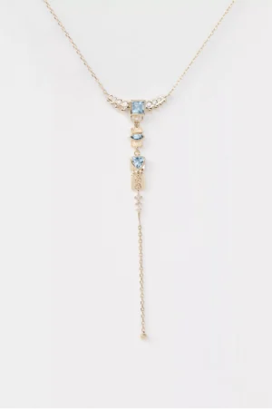 Collier totem lariat en aigue-marine et diamants