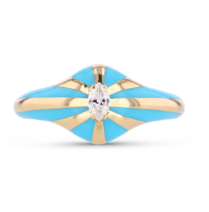 Bague Baby Lila, émail turquoise