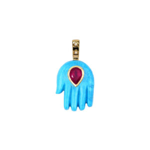 Pendentif Main turquoise