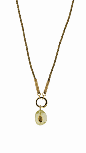 Collier Pendentif Porte Bonheur Quartz lemon