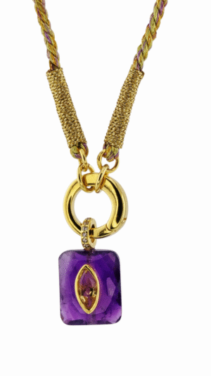 Collier Porte Bohneur Améthyste Quartz Lemon