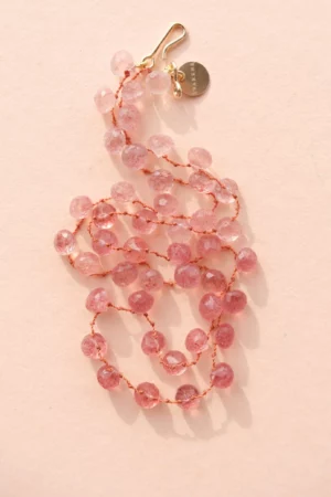 Collier 'Melrose' Strawberry Quartz Grelot
