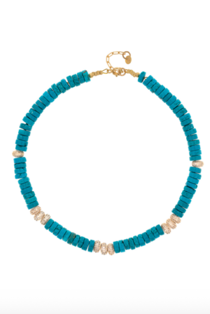 Collier Turquoise foncée et brillants ROMANE