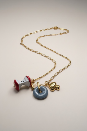 Collier chaîne avec pomme, champignon & agate