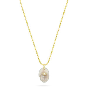 Collier avec pendentif main protectrice - Agate grise