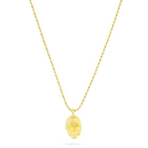 Collier avec pendentif main protectrice – jade jaune