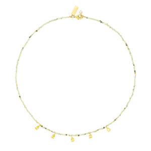 Collier jade vert et zircons poire jaunes