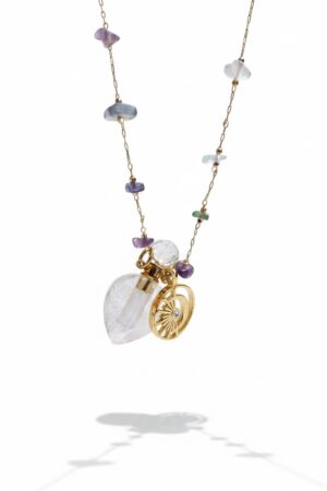Collier flacon OEIL DE TIGRE,AGATE D'INDE