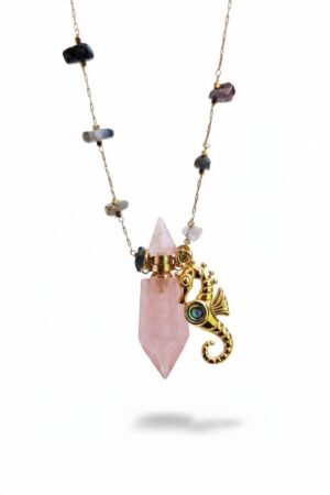 Collier flacon AVENTURINE,ROSE QUARTZ