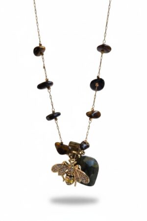 Collier flacon LABRADORITE,OEIL DE TIGRE