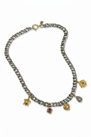 Collier chaîne argent , 5 pendants