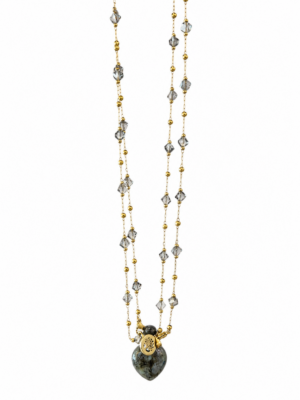 Collier flacon en CRISTAL et LABRADORITE