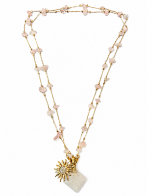 Collier flacon QUARTZ rose