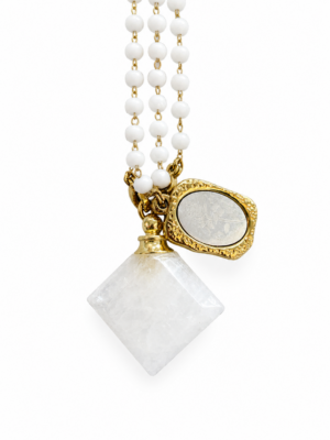 Collier flacon en QUARTZ  CLAIR