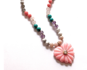 Collier LOVE Agate rose