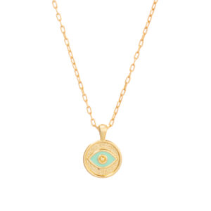Collier pendentif Œil protecteur – Vert menthe