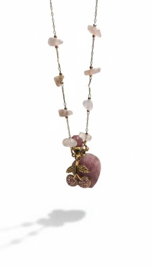 Collier flacon en QUARTZ FRAISE