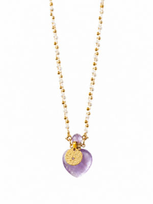 Collier flacon en CRISTAL et AMETHYSTE