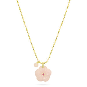 Collier Avec Pendentif Fleur - Quartz Rose